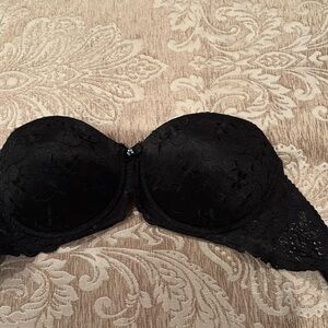 Black strip less bra